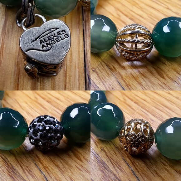 Alexa's Angels Green, Gold, and Silver Beaded Bracelet With Trinket Box Charm - Picture 6 of 7